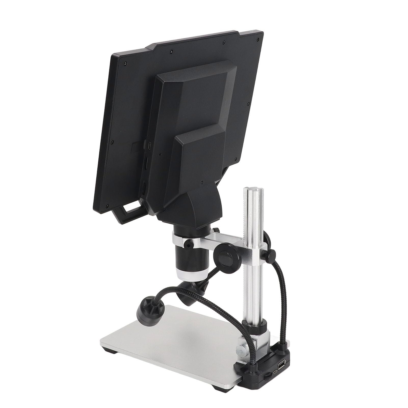 Fafeicy 9-Zoll-LCD-Digitalmikroskop 1600X 12MP 1080P USB-Mikroskop mit 8 LED-Leuchten, Verstellbarem Ständer, für die Münzlöt-PCB-Inspektion (EU-Stecker)