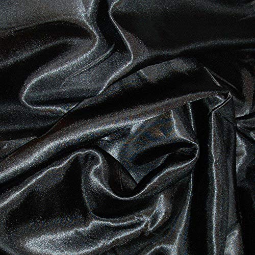 Image of BINI Fabrics Black Silky Satin Solid Dress Fabric Plain Satin Material 44 /45 inch Width, Slik & Shiny Fabrics (1 Meter)