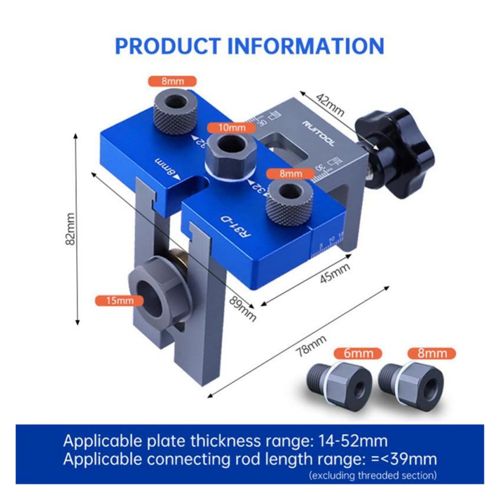 3w1 wiertło do otworów w drewnie pozycjoner przewodnik lokalizator Jig stolarka zestaw do organizacji 6-15mm wiertła Adjustabl stolarstwo narzędzie do majsterkowania(Set A)