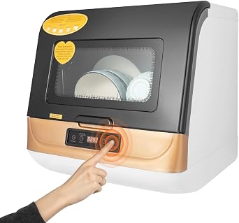 Portable Dishwasher Countertop, Mini Dishwasher with Quick/Standard/Strong 3 Washing Programs for Kitchen, Mini Countertop Dishwasher Small Dishwasher with 12-20 Pieces Large Capacity,