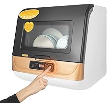 Portable Countertop Dishwasher Compact Dishwasher with 3 Washing Programs,Residual Temperature Drying & Air-cooled Drying,Automatic Mini Dish Washing Machine for House,Dorm,Apartment