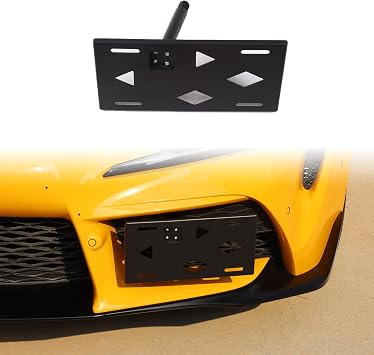 Front Bumper License Plate Bracket Compatible with Toyota Supra GR 2020-2023, Tag Frame Front Bumper Mount Adapter Mounting Kit Front Tow Hook License Mount Bracket Accessories
