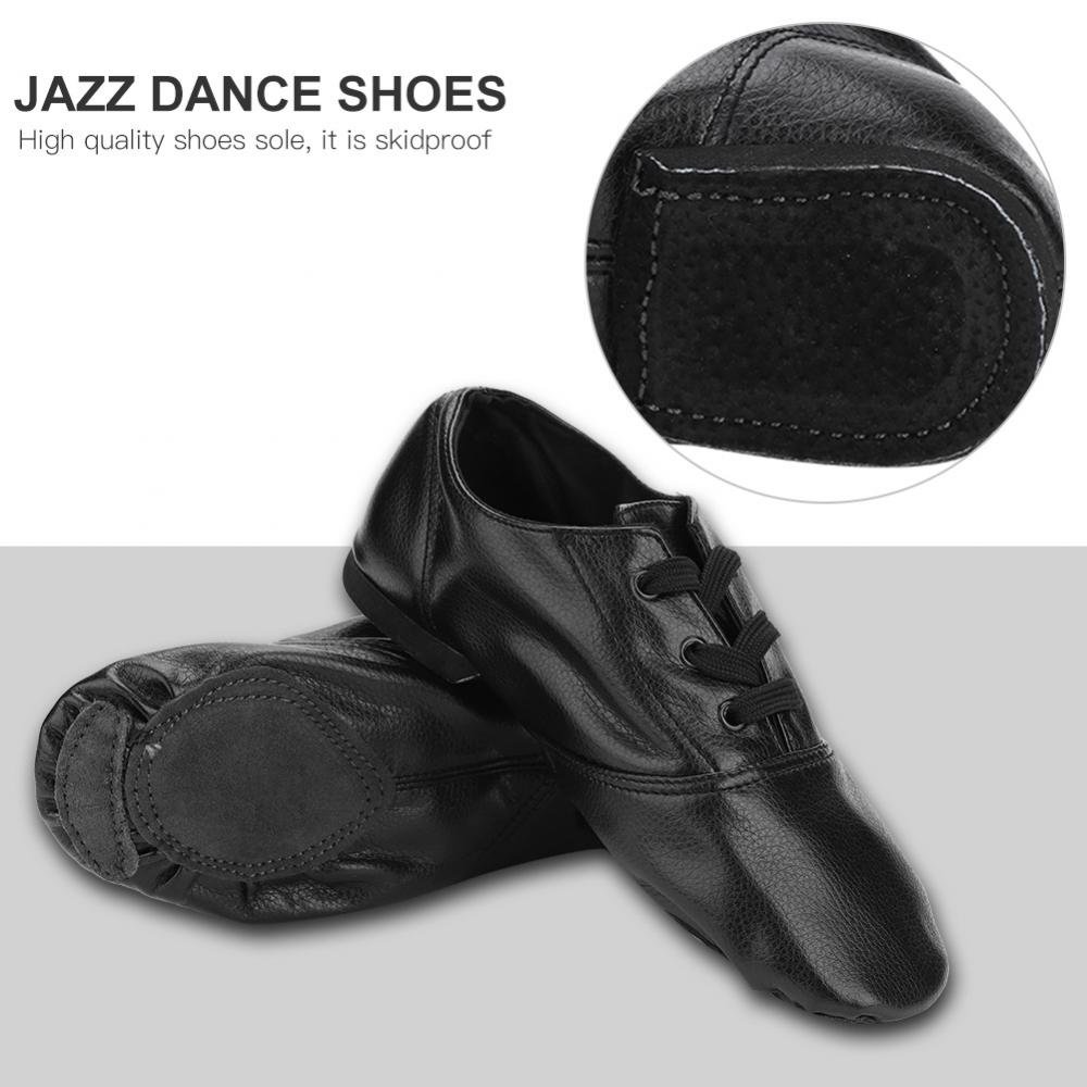 Chaussures de Danse Jazz, Chaussures de Jazz PU de Haute qualité, Chaussures de Sport à Enfiler élastiques pour Enfants Adultes