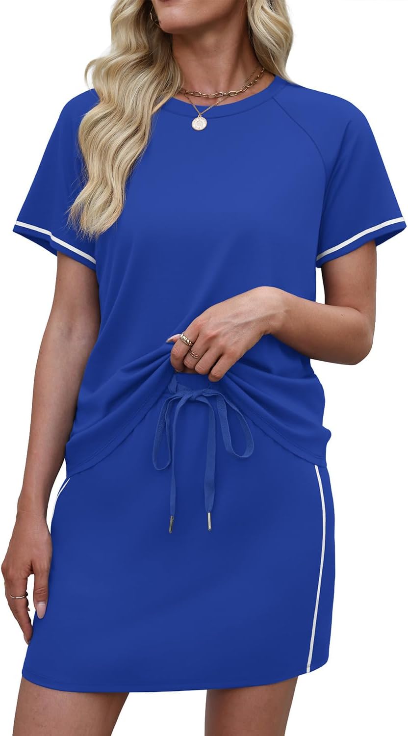 Sampeel 2 Piece Sets for Women Skirt Sets Summer Outfits Womens Clothing Set Travel Workout Skort Sets - Image 4