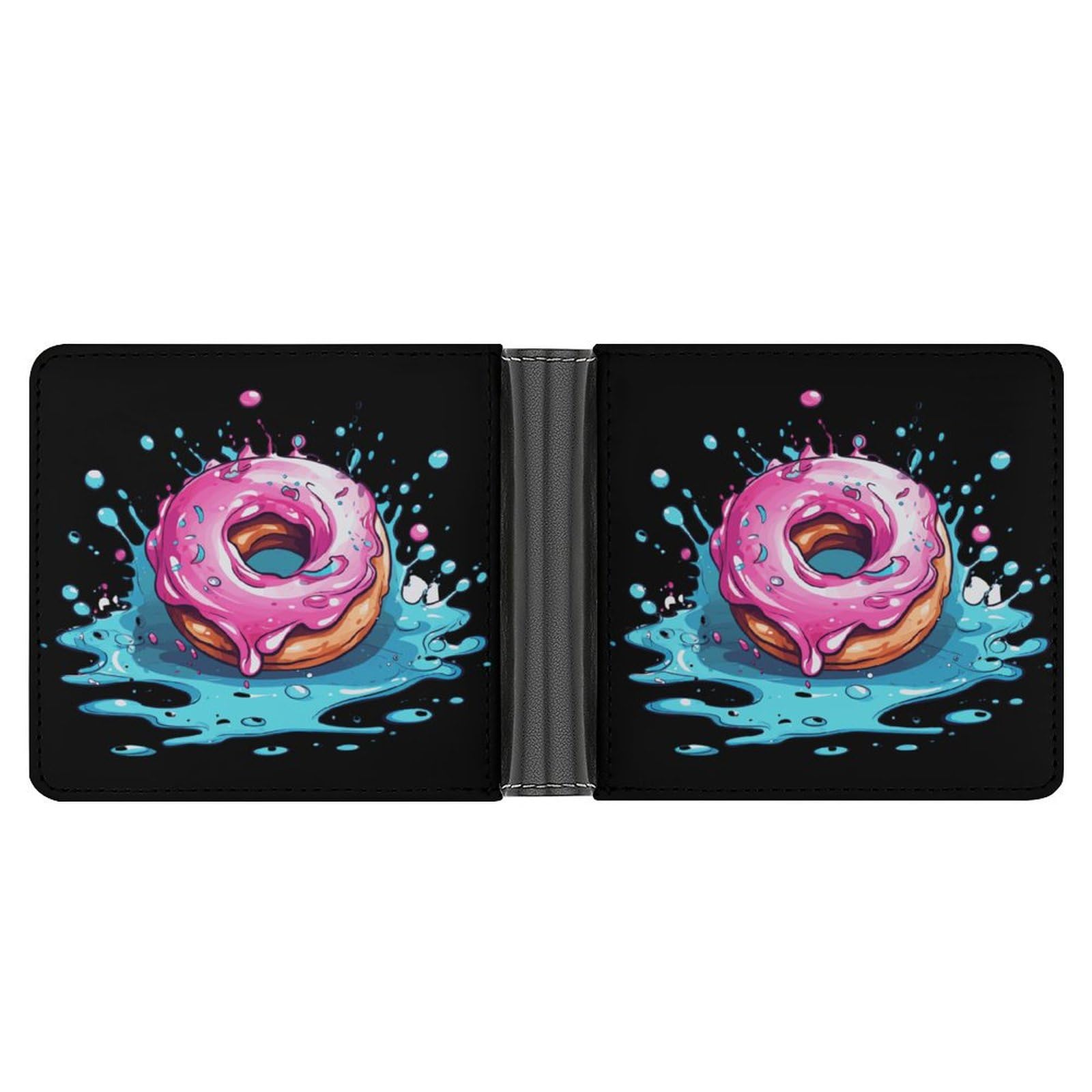 Doughnutes Bifold Wallet PU Leather Coin Purse Lightweight Credit Card Holder Wallet Money Clip
