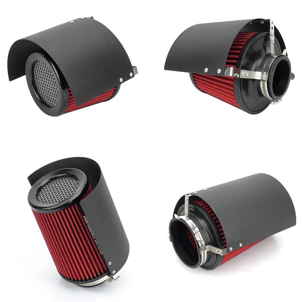 Universal Auto Air Filter Cover Heat Shield, Auto Luftfilterabdeckung Edelstahl Hitzeschild,für 2.5-4'' Kegel- oder Zylinderfilter (Big)
