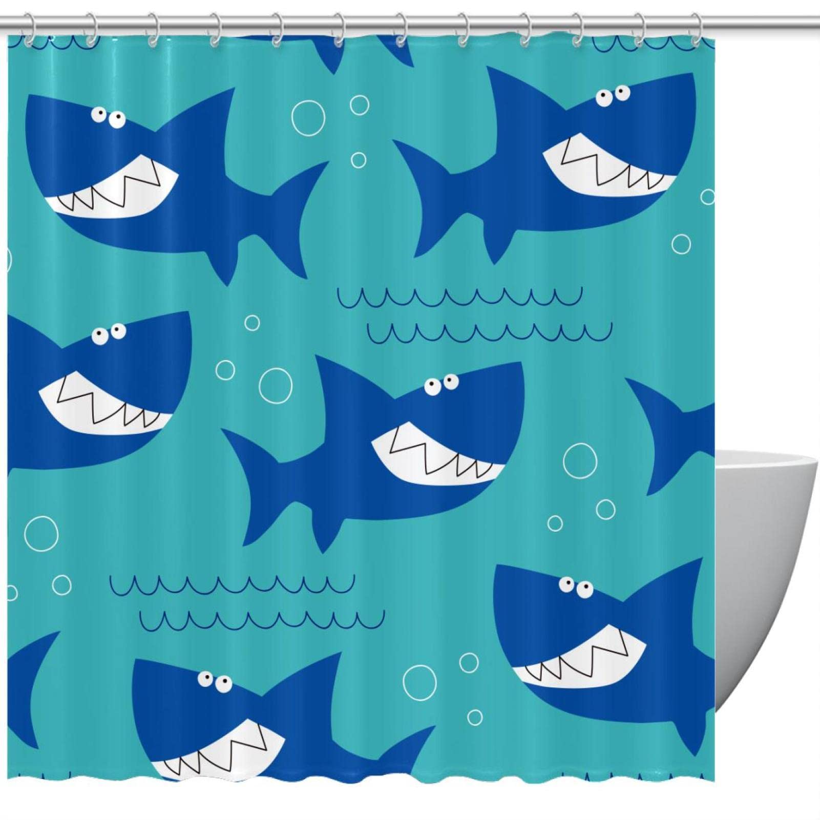 Rideau de douche requin de mer imperméable coloré 183x183 cm