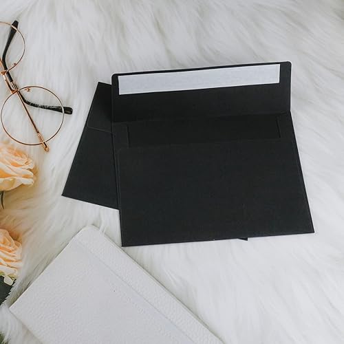 Miniatura 6 de 50 paquetes de sobres negros de 4 x 6 pulgadas para invitación, sobres negros A6 autosellados para tarjetas, fotos, bodas, cumpleaños, fiestas, baby