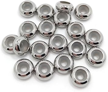 YIQIFLY Stopper Beads 20pcs Stainless Steel Insert Rubber Stopper Beads fit Bracelet and Necklace