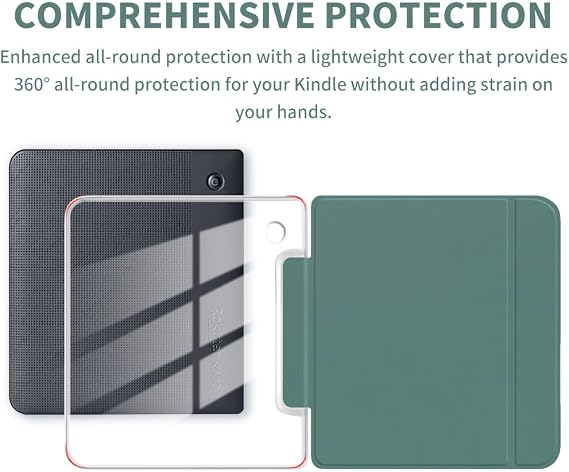 Case for Kobo Libra Color 7 2024, Ultra Clear Flexible Soft TPU Back Cover with Auto Wake/Sleep for Kobo Libra Color, Dark Green