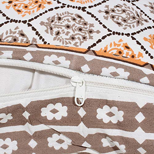 Image of Story@Home Pandora Collection 152 TC 100% Cotton Bedsheet for Double Bed with 2 Pillow Covers (90 X 108 Inch, Orange & Brown)