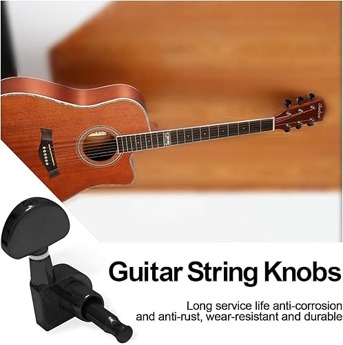 Miniatura 54 de SAPHUE Afinadores de guitarra de 4.331 in, un juego de llaves de afinación de guitarra clásica negra 1R1L, clavijas de cuerda para guitarra clásica