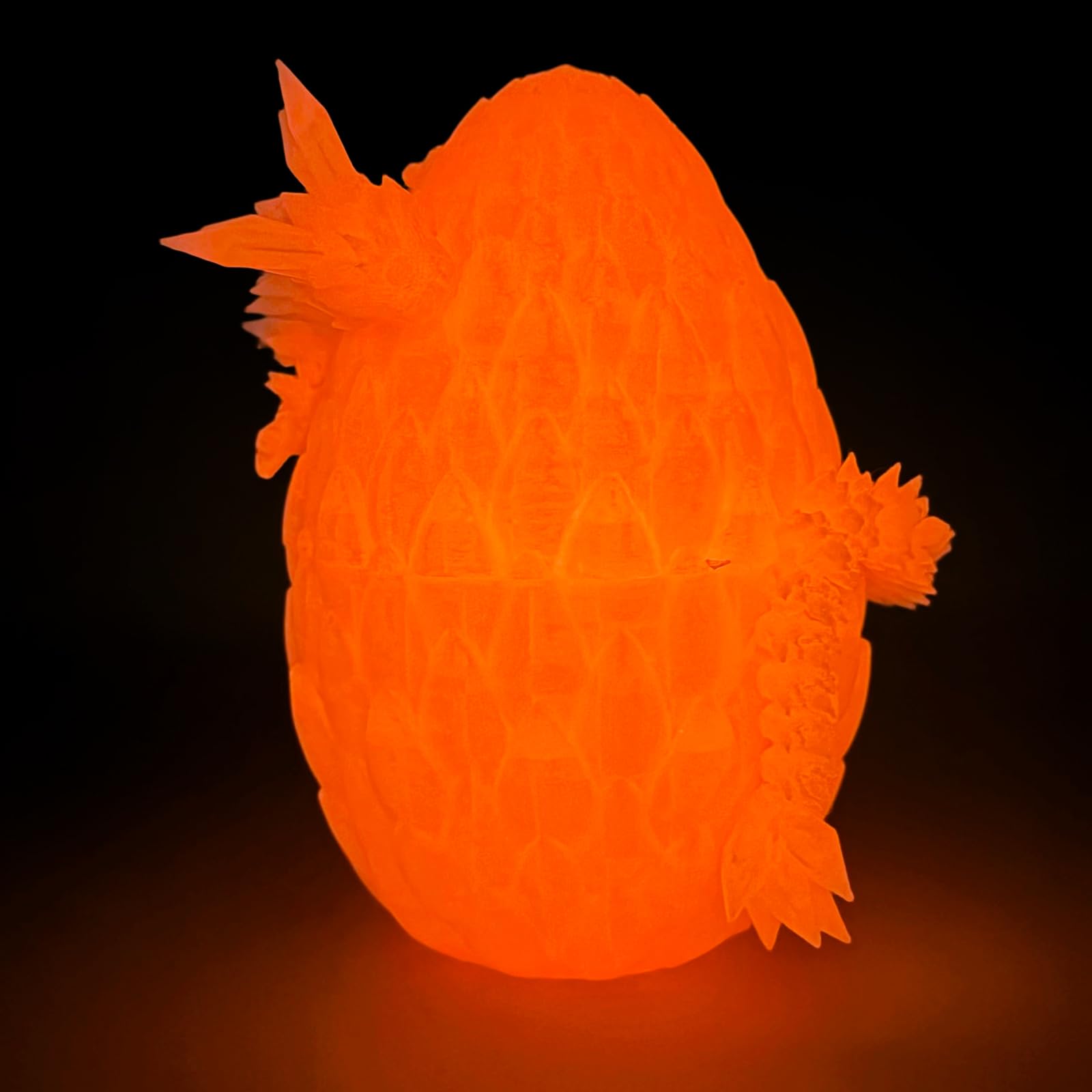 3D Dragon Egg - Glow Orange - Easter Surprise Egg Toy with Flexible Dragon Inside, 3D Printed Gift, Figure Collection, Desk Decor(Glow in The Dark)