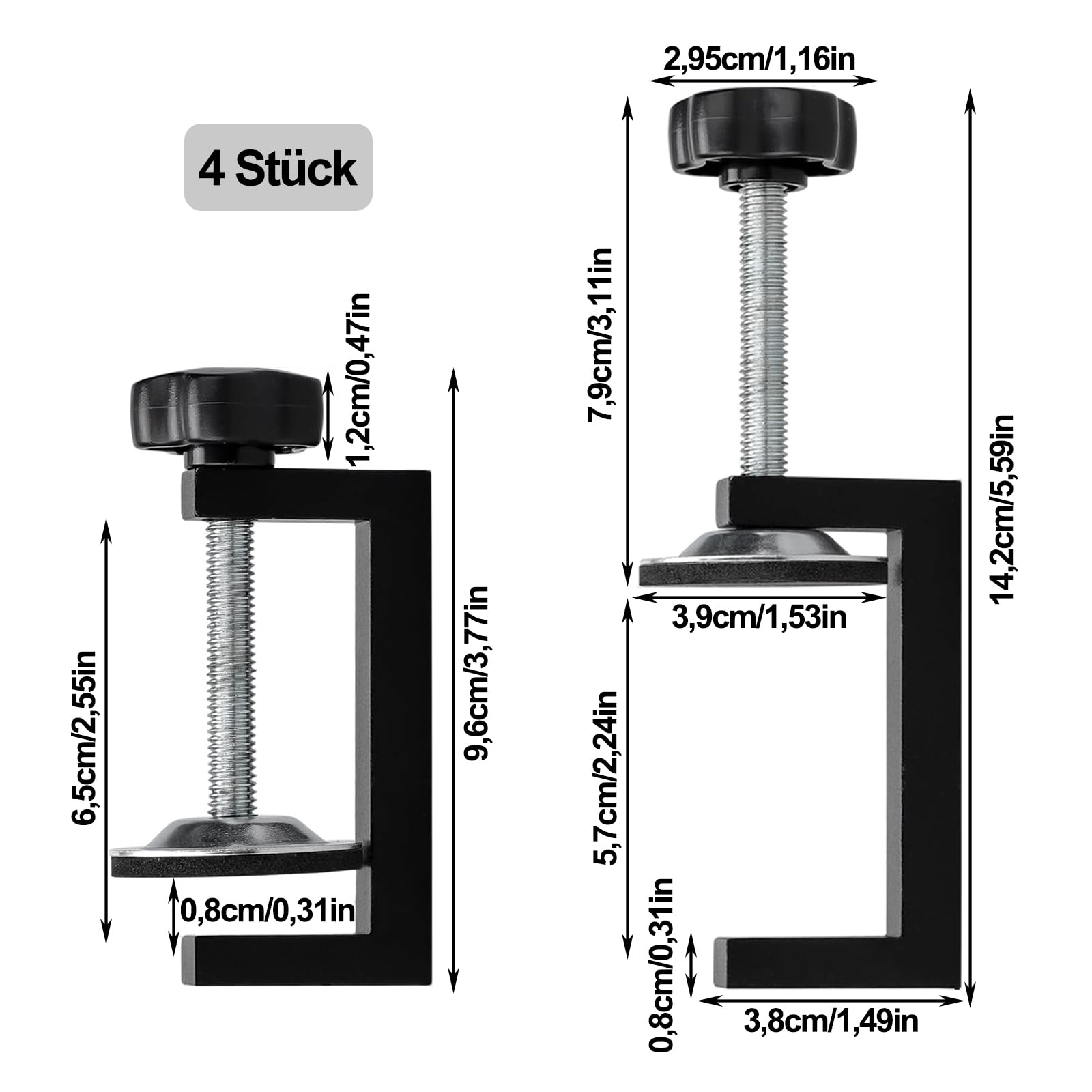 4 Abrazaderas G Ajustables: Sujeción Fuerte Y Precisa Para Carpintería Y Soldadura (10-57mm)