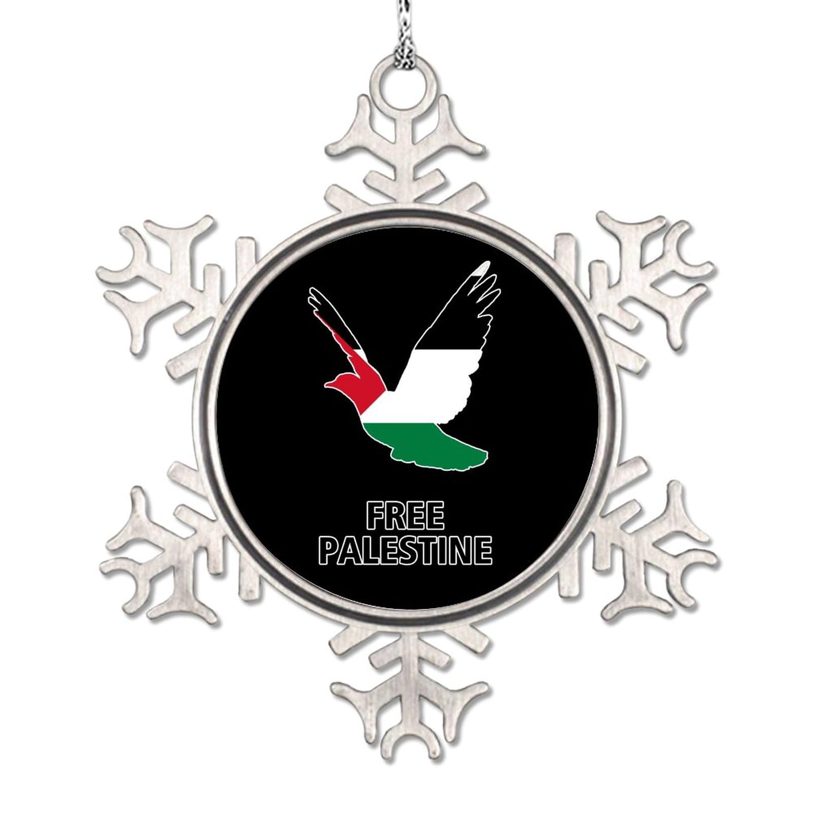 LITTLEGROVE SEEDS Palestine National Flag Snowflake Ornaments Free Palestine Ornament for Christmas Tree Decor Personalized Christmas Ornaments 2023 Funny Xmas Tree Pendant Winter Exchange Gift
