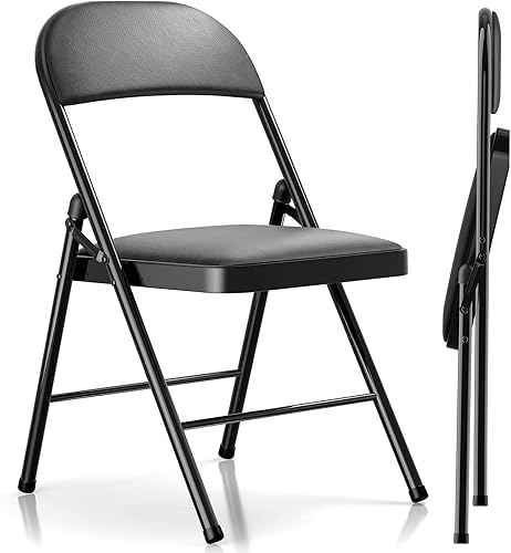 Folding Chairs 2 Pack with Paded Cushion and Back, 450lbs Capacity, Foldable Chair with Sturdy Steel Frame and Comfortable Seat for IndoorOutdoor