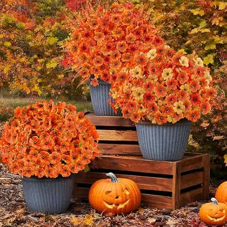 40PCS Artificial Fall Flowers for Outdoors
