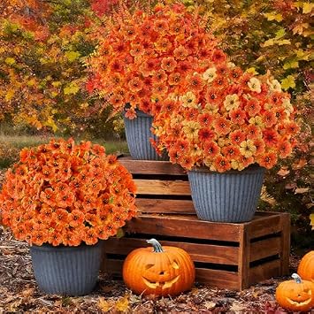 40PCS Artificial Fall Flowers for Outdoors