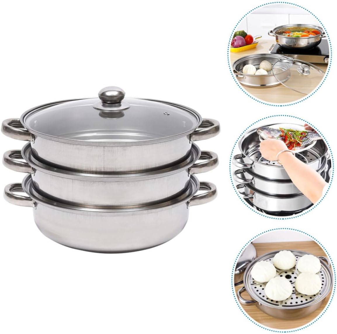 GLEAVI Steaming Cookware Steamer Pot Thickened Steaming Cooking Pot for Home Household Steamer Kitchen Steam for Cooking