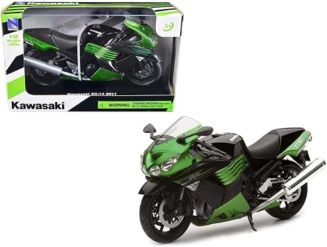 Sunman 2011 Kawasaki Zx-14 Ninja Green Motorcycle Model 1/12 By New Ray