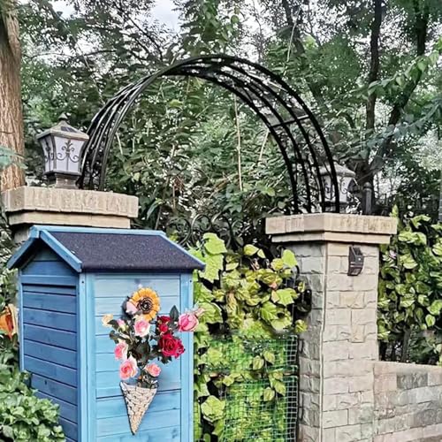 Arco del giardino della finestra, Trellis in metallo a parete per piante da arrampicata, supporto in ferro retrò rosa per l'arredamento del balcone di ingresso del portico, struttura zincata resistent