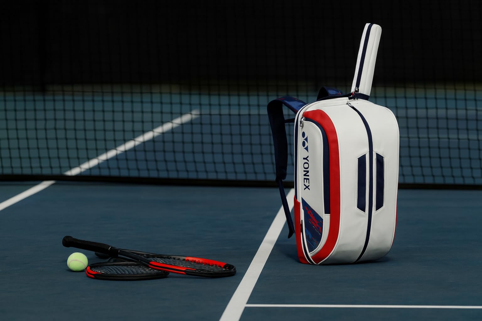 YONEX BA02312EX Expert Badminton/Tennis/Squash Borsa Zaino in Pelle Capacità 3 Racchette con Scomparto Scarpa