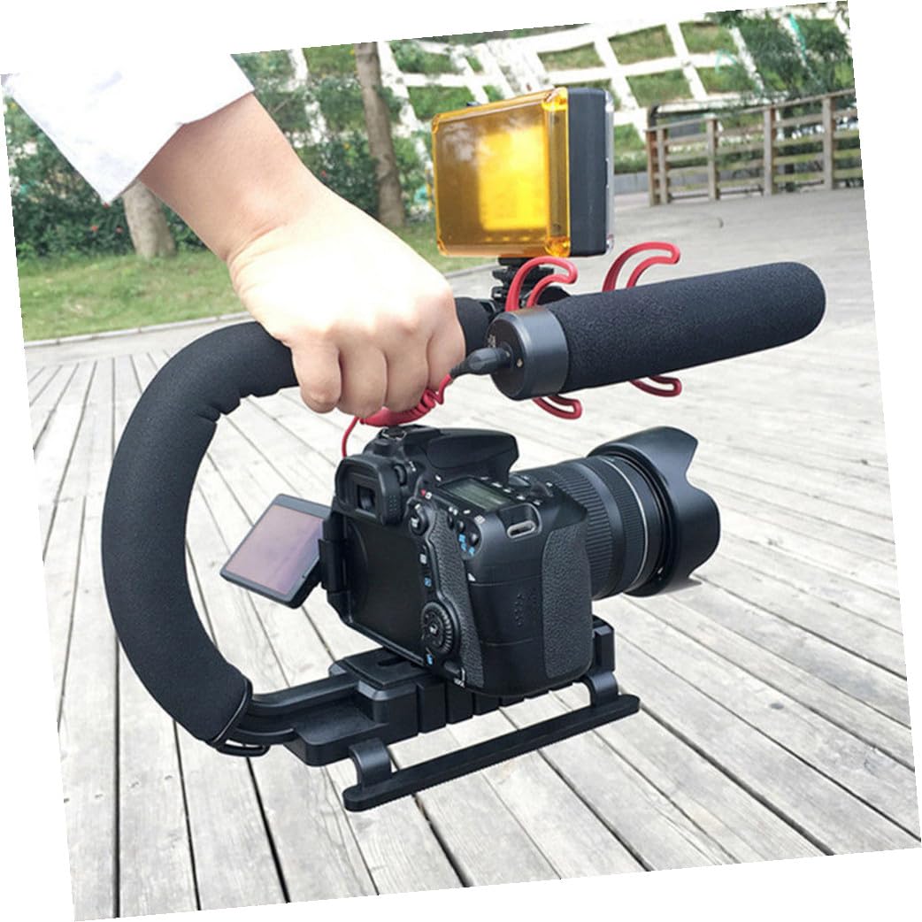 NUOBESTY Stabilizzatore Videocamera Portatile U Tipo con Impugnatura Maneggevole per Riprese Video Stabilizzate e Fotografie Nero