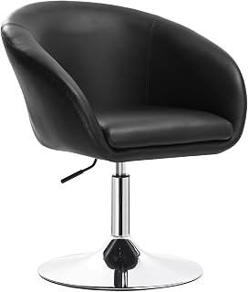 WOLTU 1x Taburete de Bar Altura Ajustable Acero Cromado, Cuero Sintético Taburete Peluquer Negro BH10sz-1
