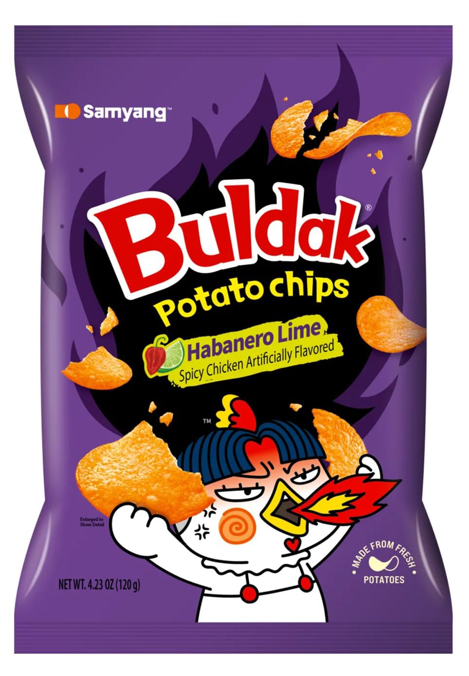 KGF - Samyang Buldak Potato Chips, Habanero Lime, 4.23 oz, Pack of 2 Habanero Lime 4.23 Ounce (Pack of 2)