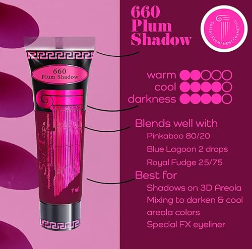 Miniatura 4 de Maquillaje permanente Sinnamon PMU Avanzado areola 3d, rosa, malva, marrón, pezón, pecho, mancha de vino de Oporto, restauración antigua de PMU,