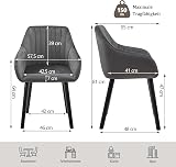 Dining Room Chairs with Armrests Set of 6 Velvet Dining Room Chairs Upholstered Chair Kitchen Chair Living Room Chair with Wooden Legs and Backrest, Dark Grey - 3