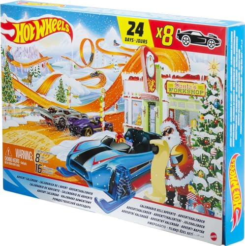 Hot Wheels Advent Calendar with 24 Surprises that Include 8 1:64 Scale Vehicles & Other Cool Accessories, Plus a Play Pane Mat, for Collectors & Kids 3 Years Old & Up, GTD78 - Image 5