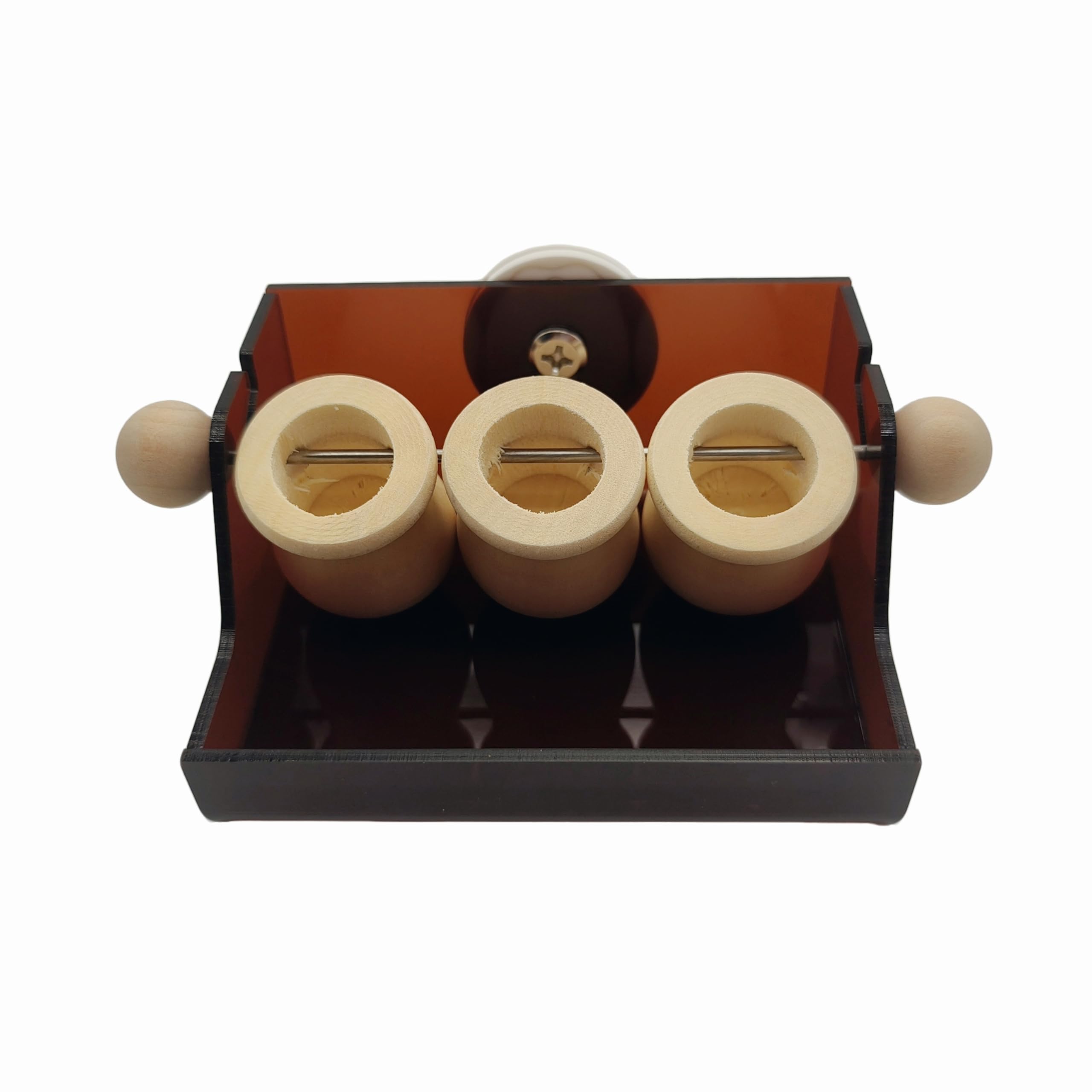 Triple Cup Parrot Foraging Toy, Wood and Acrylic Base Feeder, 6.2x3.7x2.1 Inches, Portion Control System with Stainless Steel Skewers for Small-Medium Parrots