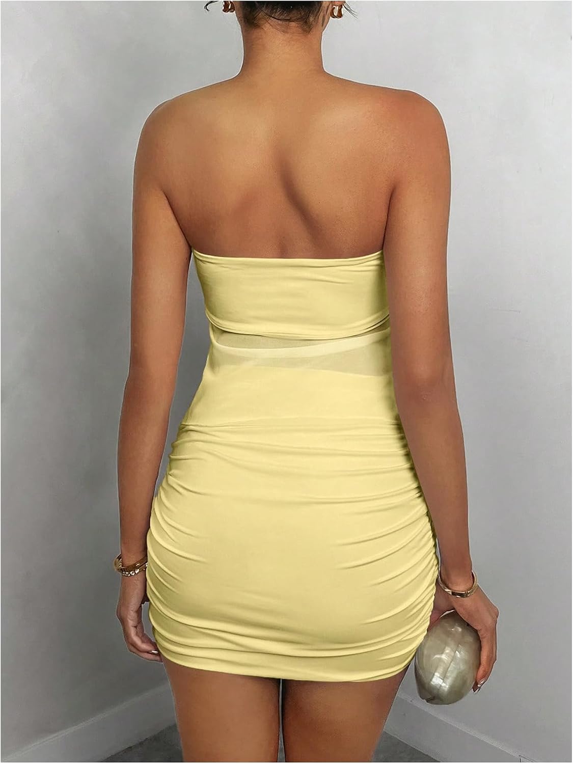 GORGLITTER Women's 2 Piece Skirt Sets Twist Front Bandeau Tube Top Bodycon Mini Skirt Summer Vacation Going Out Outfits
