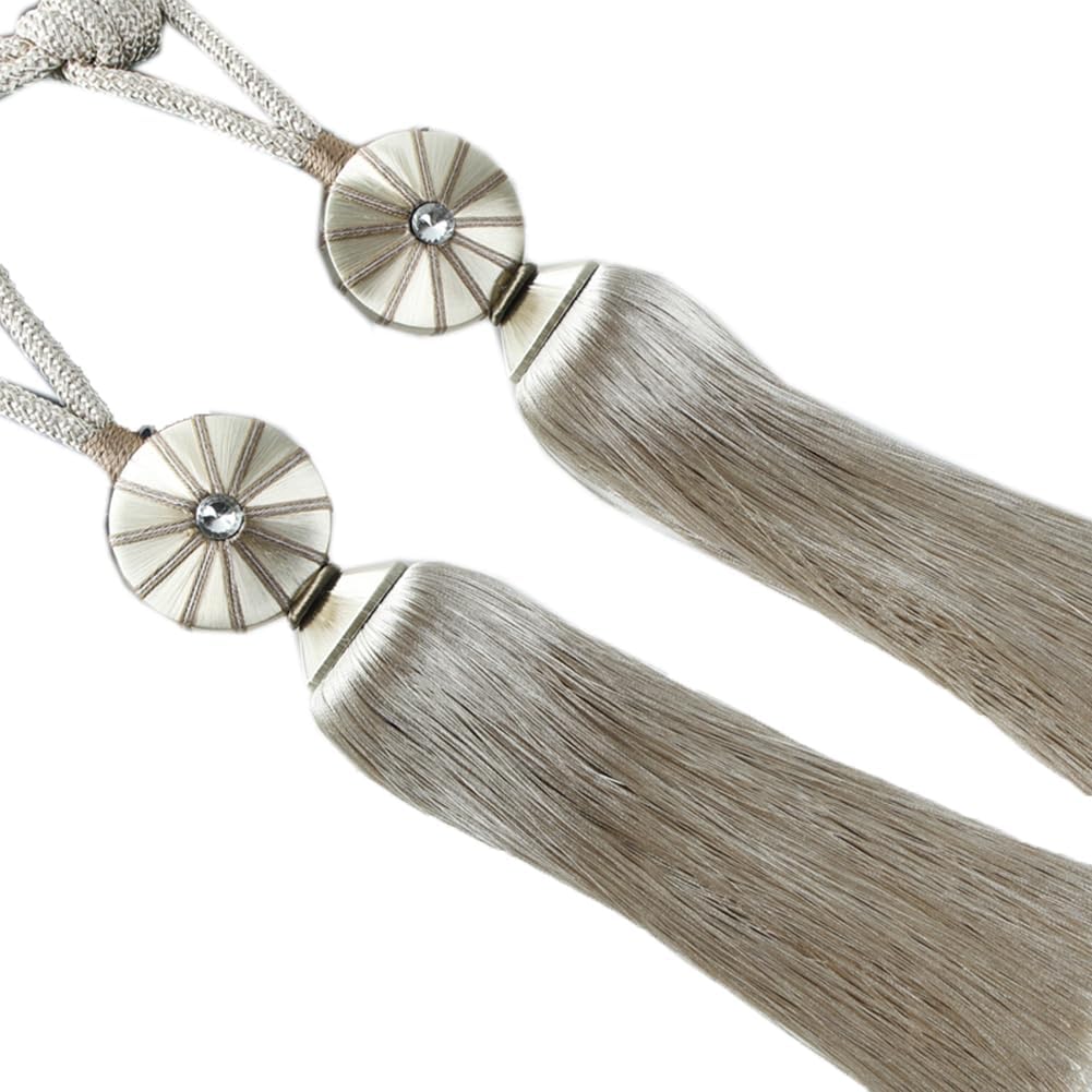 1 Pair Luxury Tassels Curtain Tiebacks Rope Living Room Decorative Tassel Curtain Buckle Creative Drapery Holdbacks (Blue)
