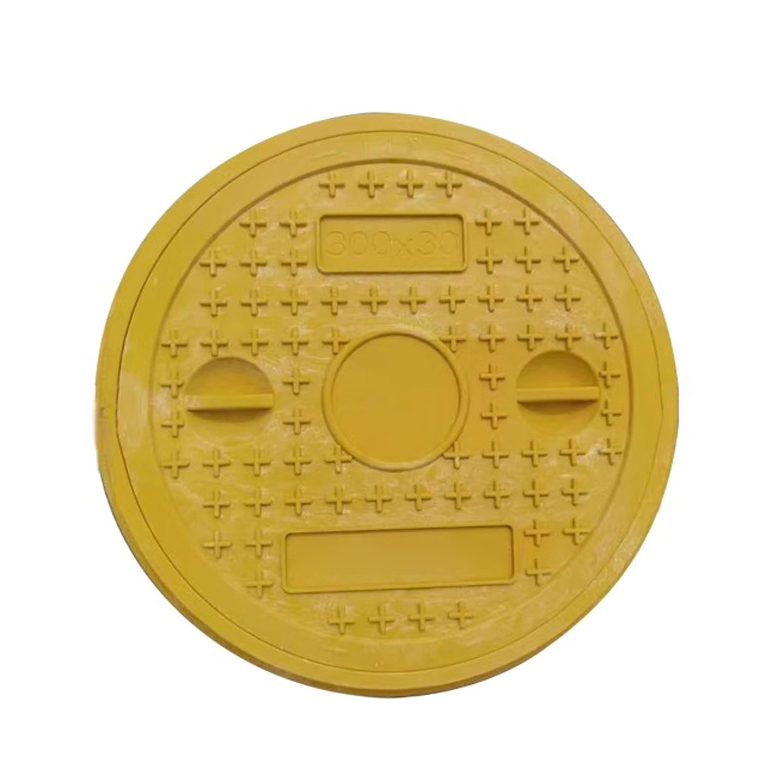 GJMSSMY 30cm Plastic PE Manhole Cover, 200kg Load Capacity, Rainwater Drainage with Carry Handles, Ideal for Sidewalks, Gardens, Lawns - Yellow Design