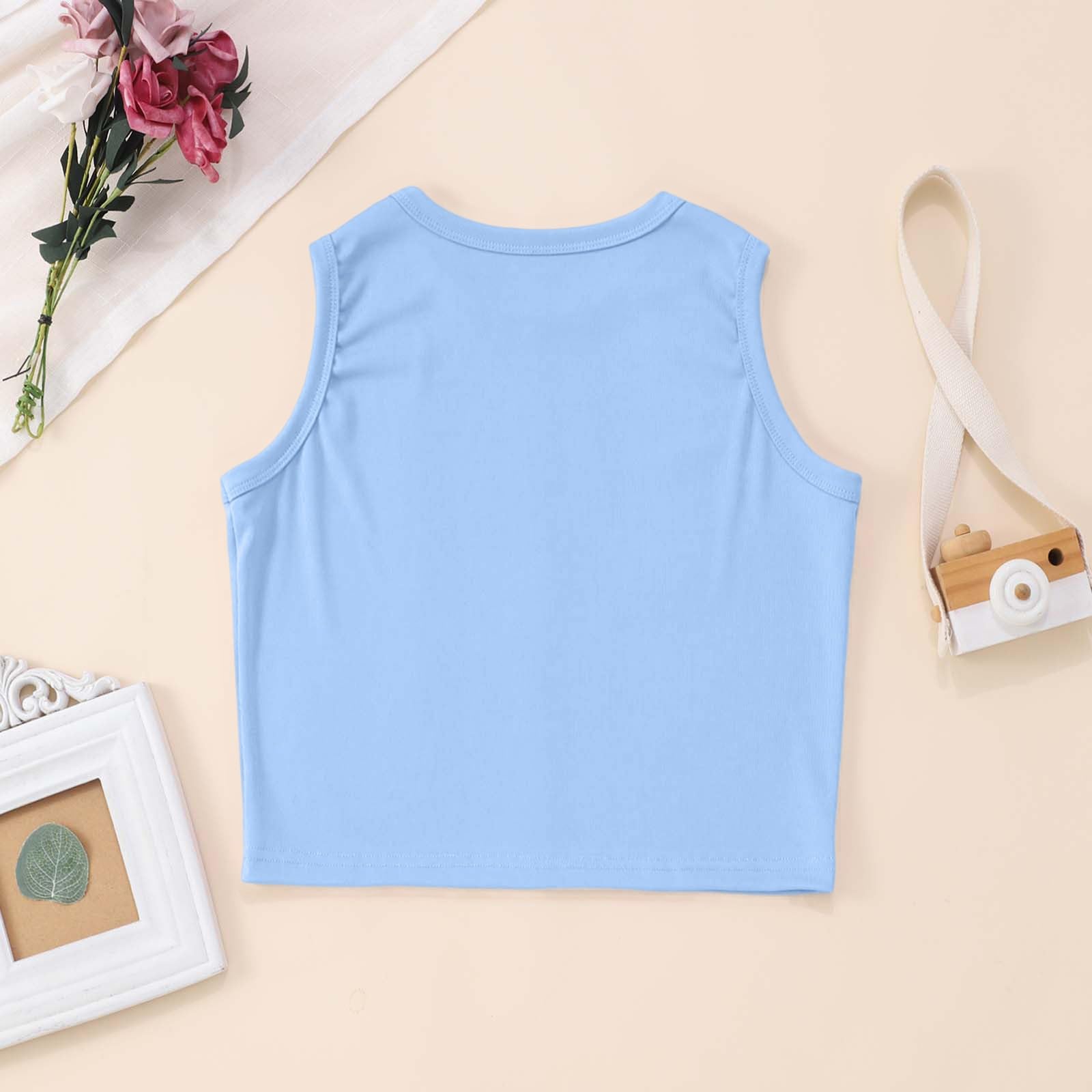 Generisch 2026 Niñas Tank Tops Niños Athletic Tank Rippenstrick High Neck Crop Tops para Gimnasio Yoga