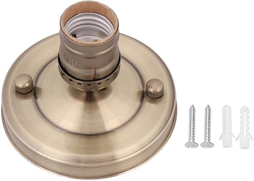 OUKENS Light Socket, E26/E27 Screw Base Bronze Electroplated Vintage Industrial Iron Lamp Bulb Socket Holder Base, Edison Screw, for Ceiling, Wall Light Holder, Retro DIY Lighting Fixture