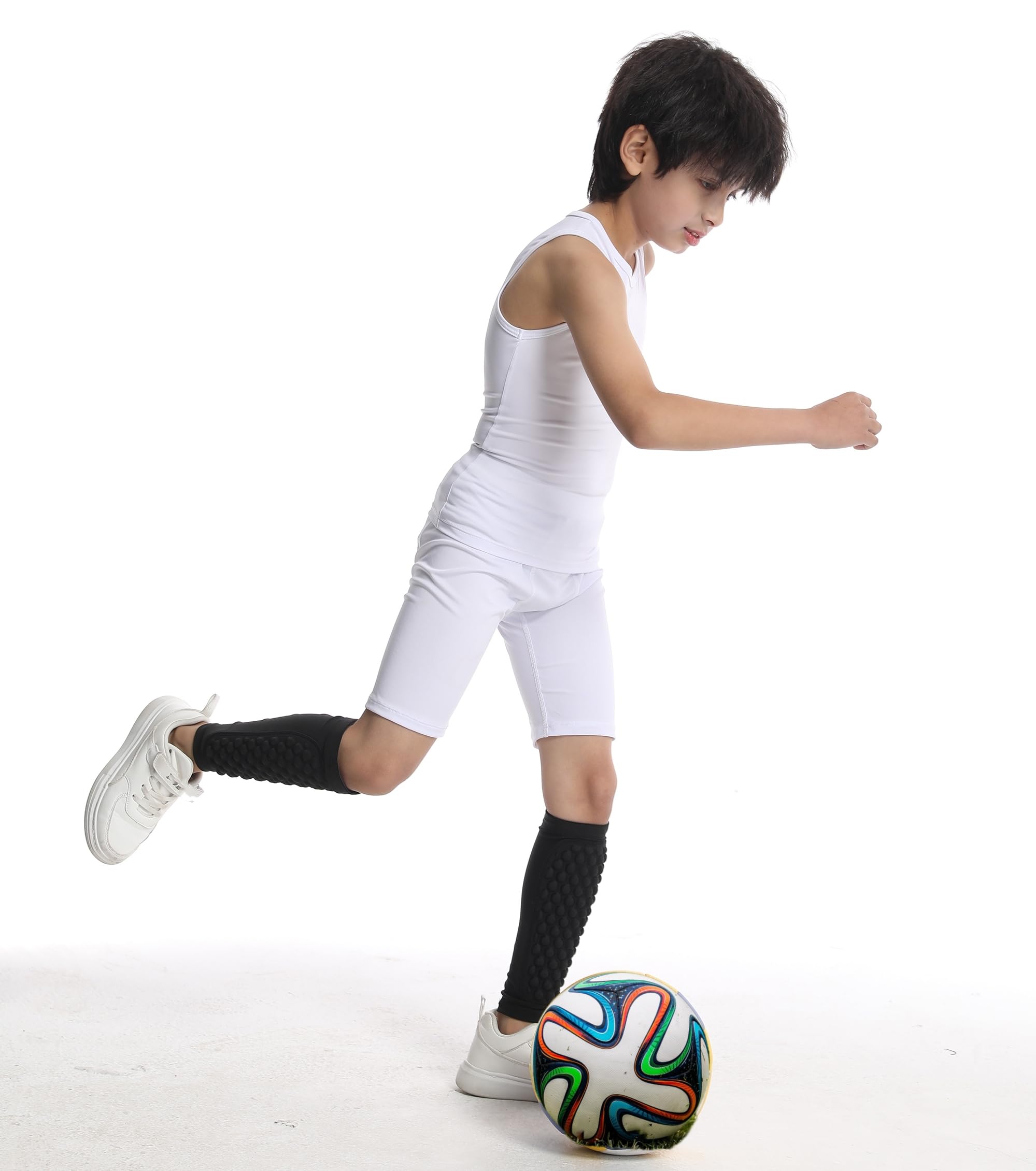 Topeter Kids Shin Guard Sleeves, Soccer Protective Gear for Boys and Girls Support for Shin Splint for Boxing Kickboxing, MTB 1 Pair YS - Image 4