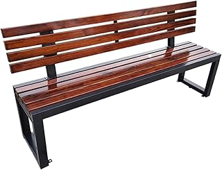 Banco de jardim ao ar livre, banco de jardim de terraço Banco de jardim ao ar livre, banco de parque com encosto, assento de madeira maciça anticorrosiva ao ar livre, cadeira de varanda à prova de in