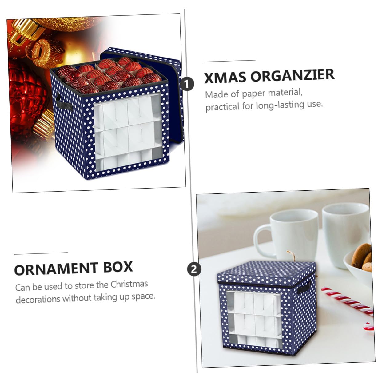 Contenitore Natalizio per Palline di Natale 36 Scomparti Oxford Blu Scatola di Immagazzinaggio Resistente e Protettiva per Ornamenti per Decorazioni Festive e Conservazione