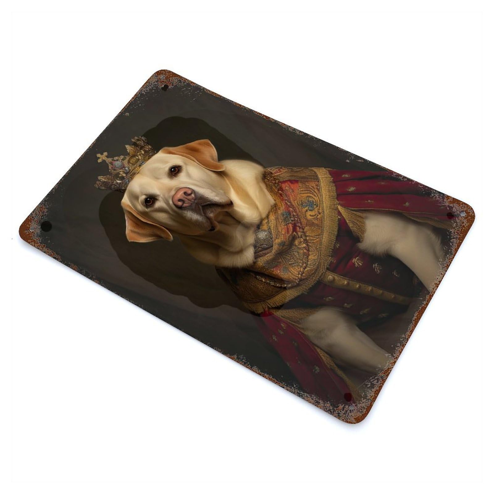 Distressed Metal Wall Sign Labrador The King 11.8"x7.9", Vintage Wall Decor for Garage, Bar And Workshop Decor