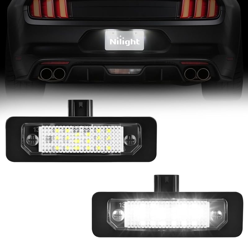 Par de luzes LED de placa Nilight 6000K para Ford Mustang, Lincoln e Ford – 2 unidades