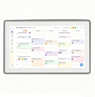 Smart Digital Calendar 15.6-inch Wall Planner & Family Organizer – Touchscreen Chore Chart, Meal & Task Scheduler – Easy Wi-Fi Sync – No Subscription – Home & Office Display (Grey Frame)