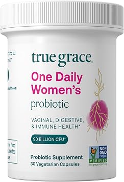True Grace One Daily Womens Probiotic - 30 Vegetarian Capsules - 90 Billion CFU - Digestive, Vaginal & Immune Health - Gluten & Soy Free