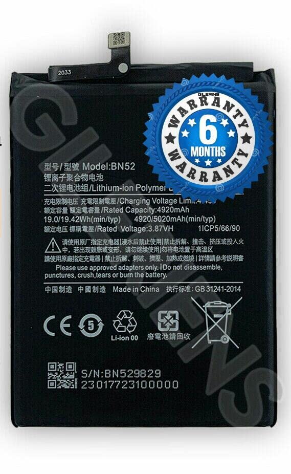 Image of Original BN52 Battery for Redmi Note 9 pro M2003J6B2G / M2003JA6A11 / M2003J6A1G Battery with 6 Month Warranty****(R00358)