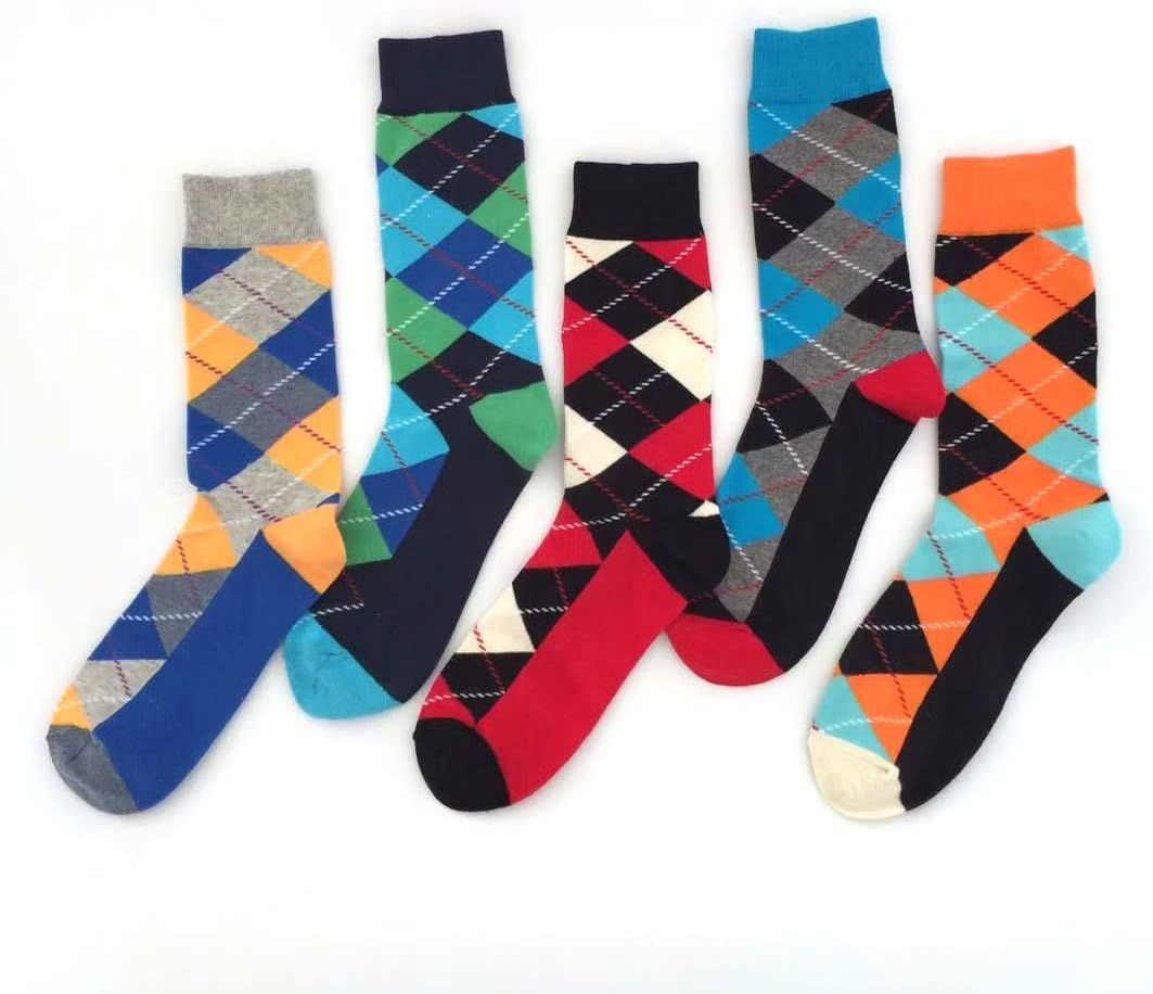 DRASEX Men's Dress Socks Funky Colorful Pattern Cotton Novelty Casual Crew Socks - Image 6