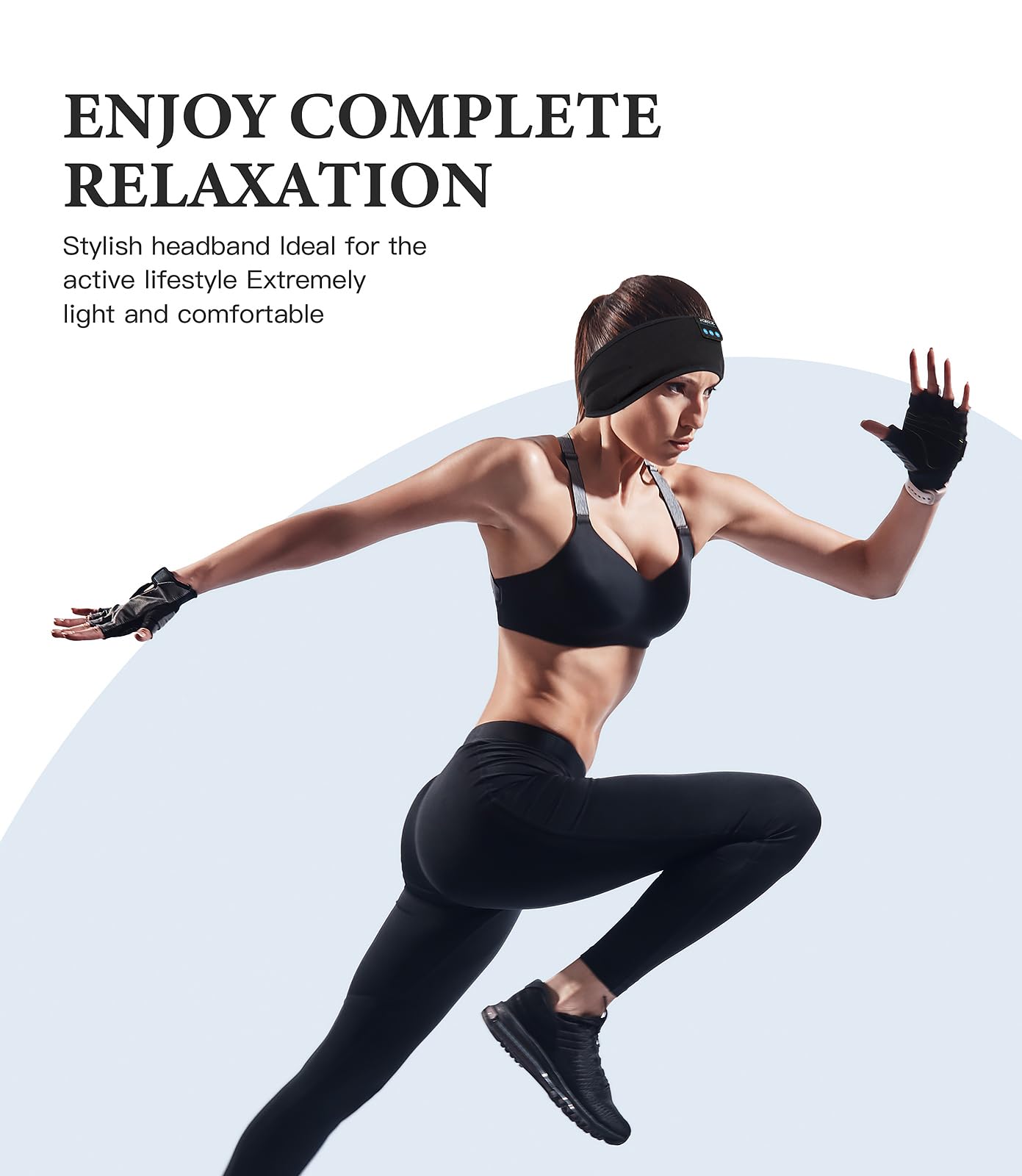 Voerou Cuffie per dormire, fascia sportiva Bluetooth V5.2 regolabile, oltre 10 ore di riproduzione con altoparlanti Hi-Fi HD integrati, perfette per sport, viaggi, tennis