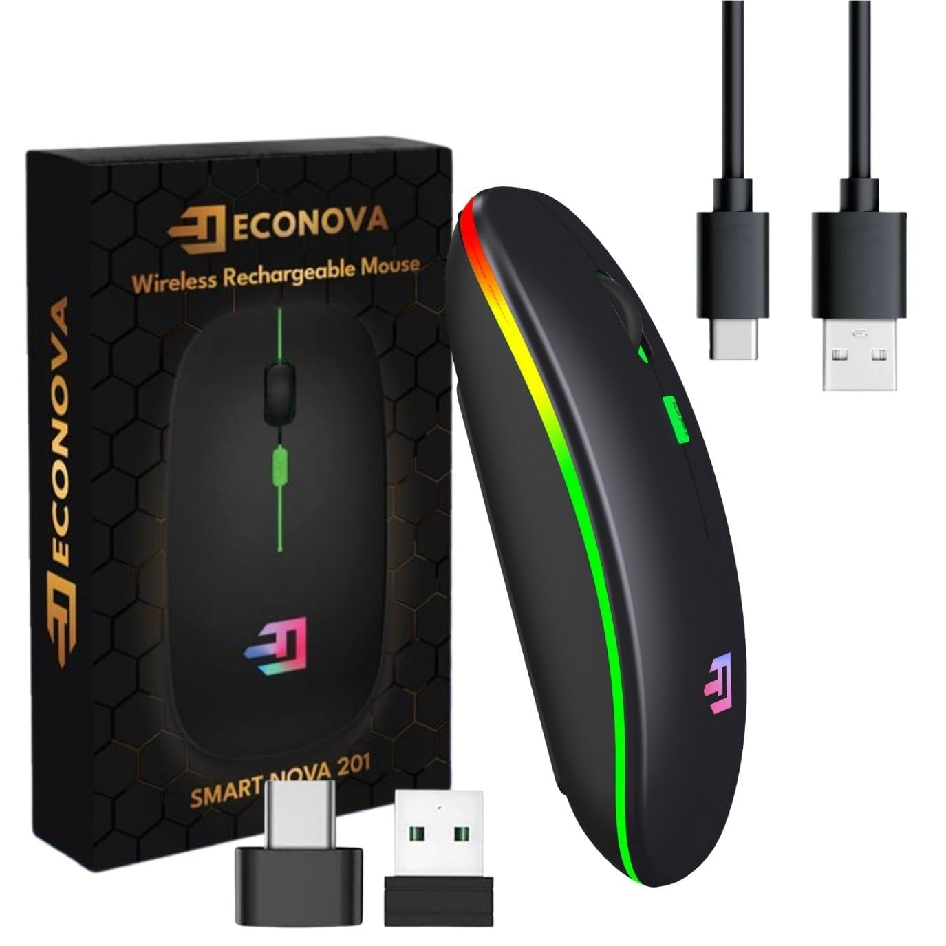 ECONOVA Wireless Rechargeable RGB Mouse