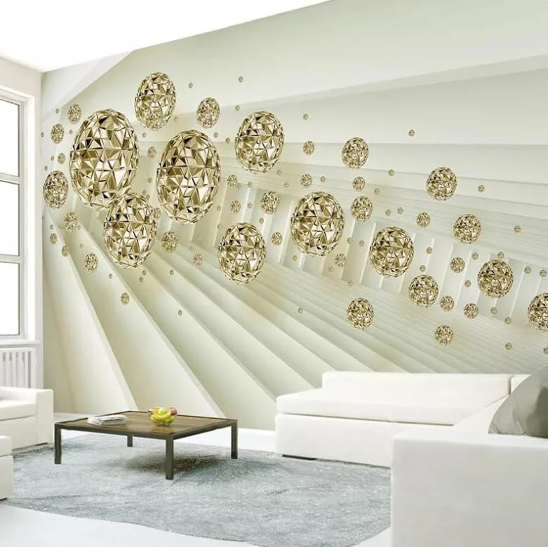 Papier peint 3D espace boule d'or grand format pour agrandir une pièce